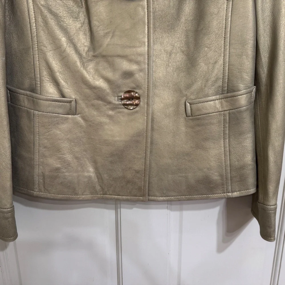 SALE New with Tags Dana Buchman Distressed Gold Leather sz S - Picture 4 of 6